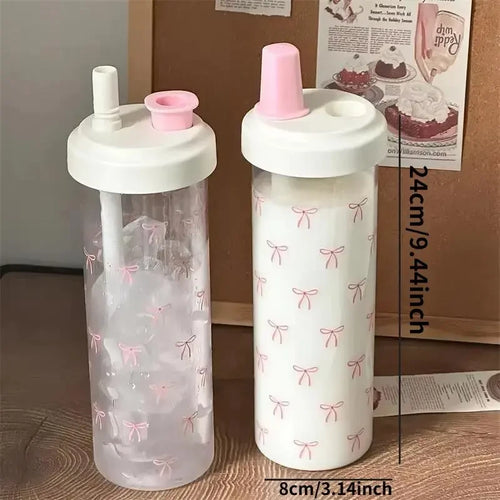 Bow Pattern Straw Water Bottle