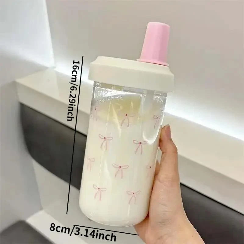 Bow Pattern Straw Water Bottle